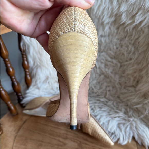 Manolo Blahnik Natural Colour Rattan Wooden Heels size 38.5 - Picture 10 of 10